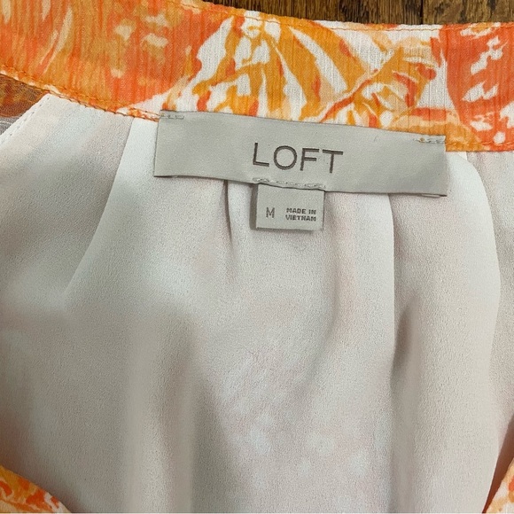 Loft Flutter Sleeve Blouse Orange/Spring/Summer Size Medium - Picture 2 of 7